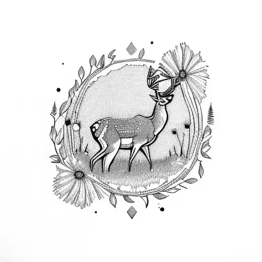 Deer Jumping In Wildflowers