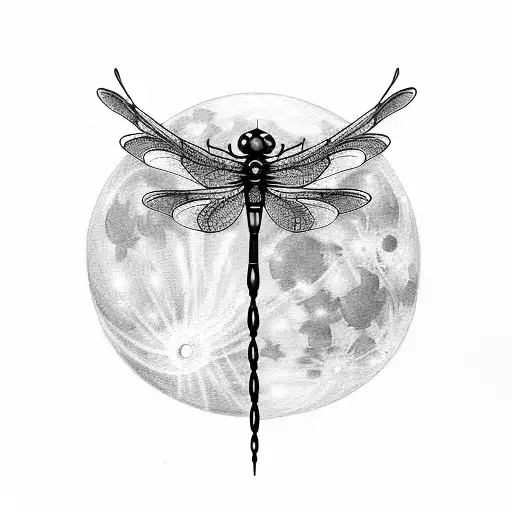 Dragonflies Infront Of Full Moon