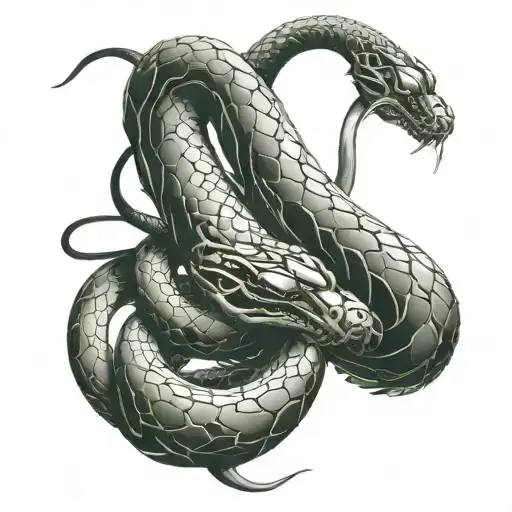 A Biomechanical Snake In Cyberpunk Style