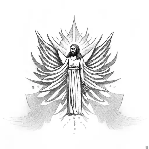 An Angel Waving Palm Leaves For Jesus