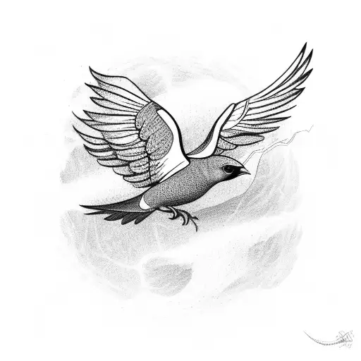 Bird Flying Through Lightning