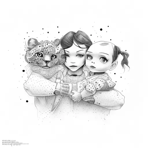 Dad And Two Kids Girl And Boy