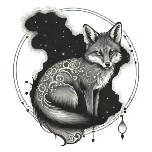 Fox Moon Goddess With Chakras