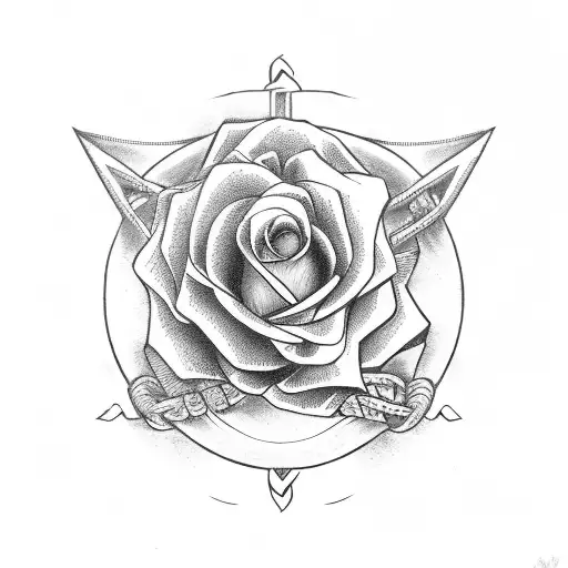 Roses Under An Anchor And Shipwheel