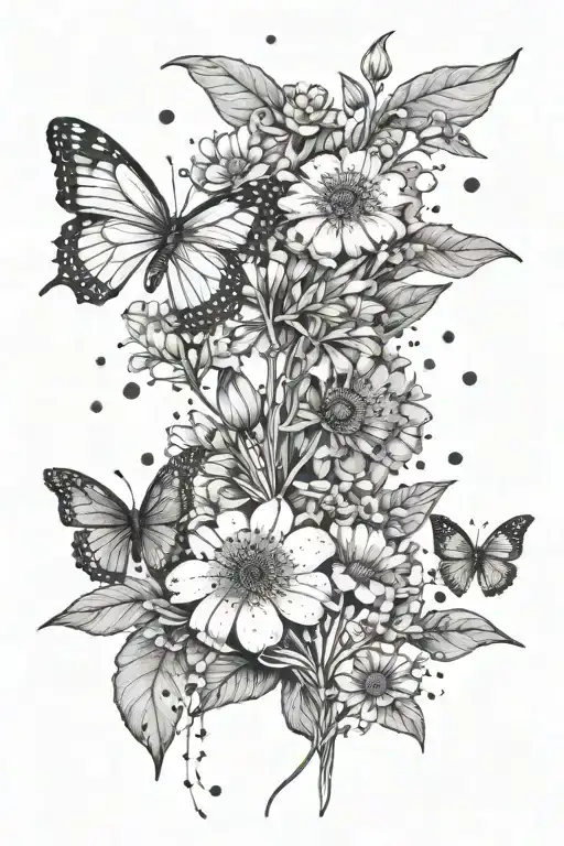 Birth Flowers With Flying Dandelion Clocks