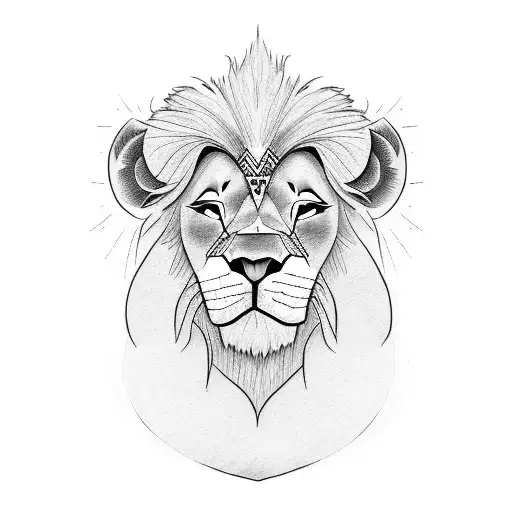 Lion King Simba Drawn On Tree Symbol Tattoo Half Sleeve