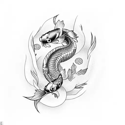 Koi Fish With Snakes
