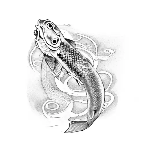 Koi Fish With Snakes Around Leg