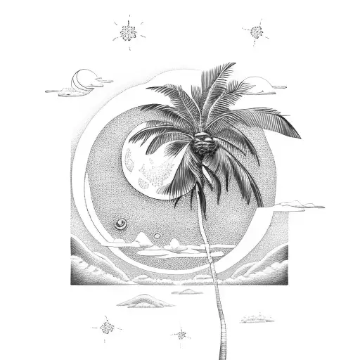 Palm Trees Moon Beach