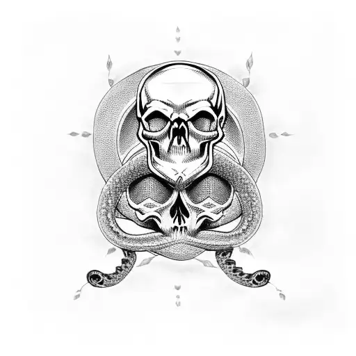Skull With Snake