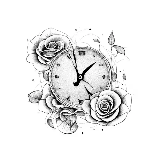 Birth Clock Roses Cross