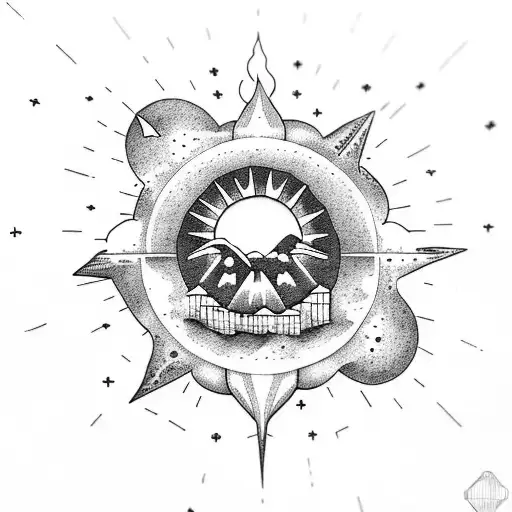 Volcano With Sun And Clouds