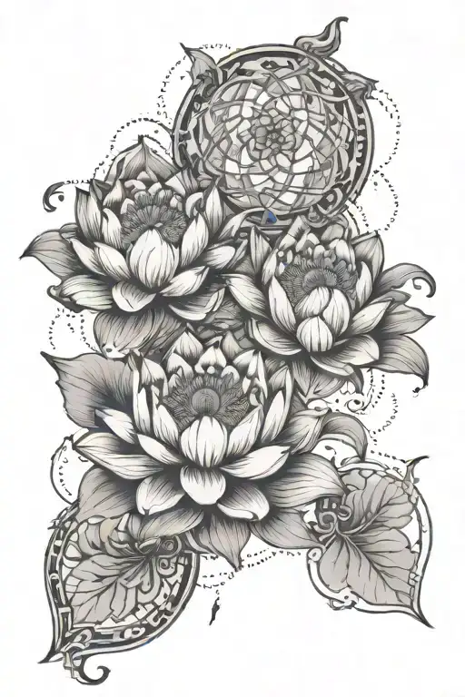 Lotus Flowers Intertwining Athena Looking Down At Atlas