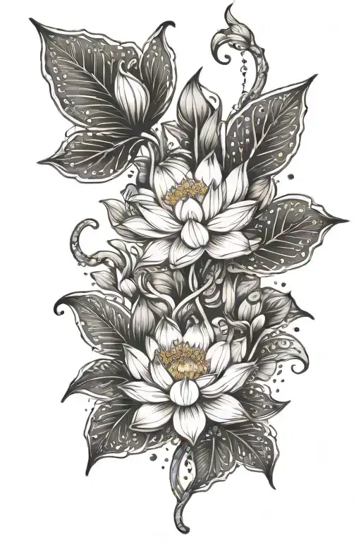 Lotus Flowers Intertwining Athena The Greek Goddess And Atlas The Greek God Tattoo