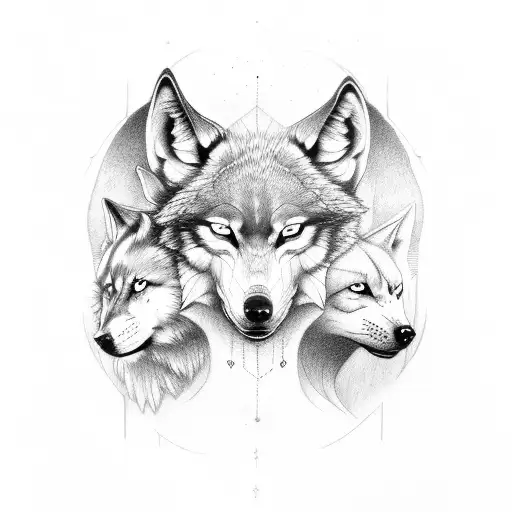 Three Headed Wolf In Mist