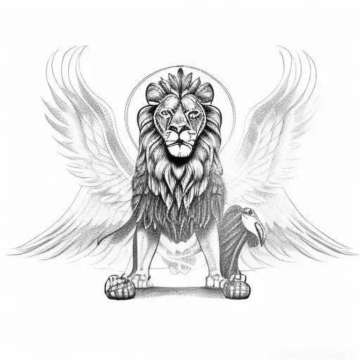 Lion With Wings Defeating A Snake