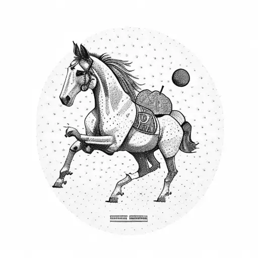 A Horse Galloping Through A Field Of Cacti With A Travis Scott Album Cover In The Sky Tattoo