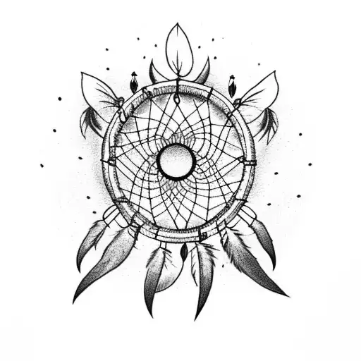 Dream Catcher Half Moon With Lotus Flower