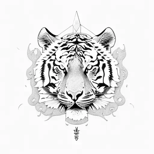 A Tiger Made Up Of Intricate Knife Designs