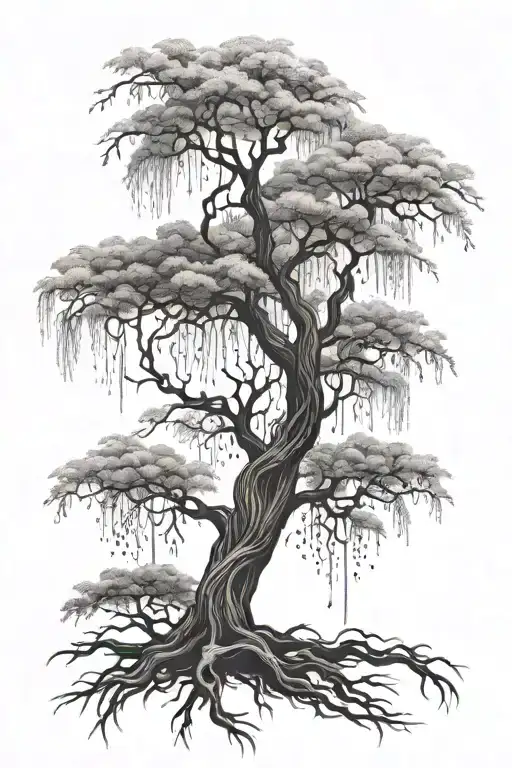 Willow Tree With Roots Reaching Deep