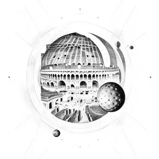 Roman Colosseum With Celestial Bodies As Spectators