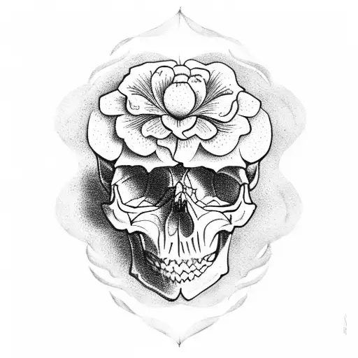 Skull With Carnation