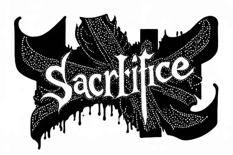The Word 'Sacrifice' Inside A Cross
