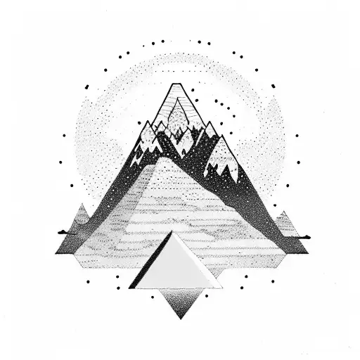 A Majestic Mountain Peak Formed By Intertwined Muay Thai And Judo Symbols In Dotwork Style