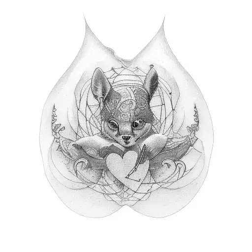 A Dotwork Tattoo Depicting The Duality Of Love And Hate Within A Bondage Context