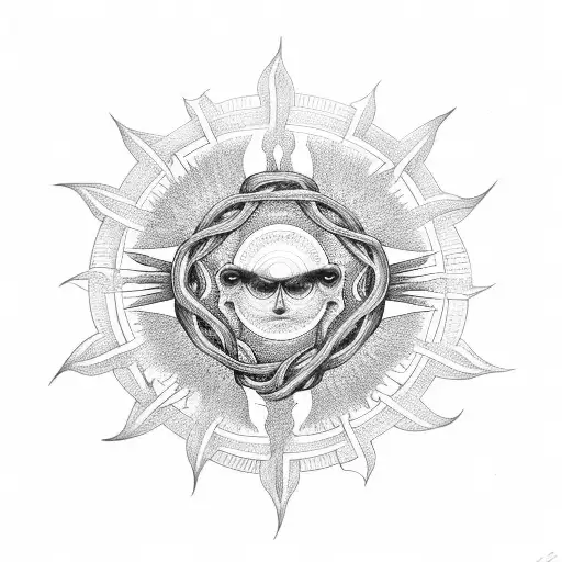Uroboros Intertwined With Sun Beams