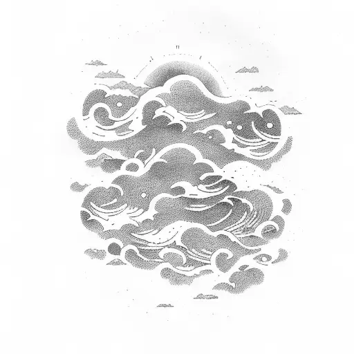 Wild Wave And Cloud Tattoo
