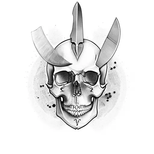 Skull With Knife