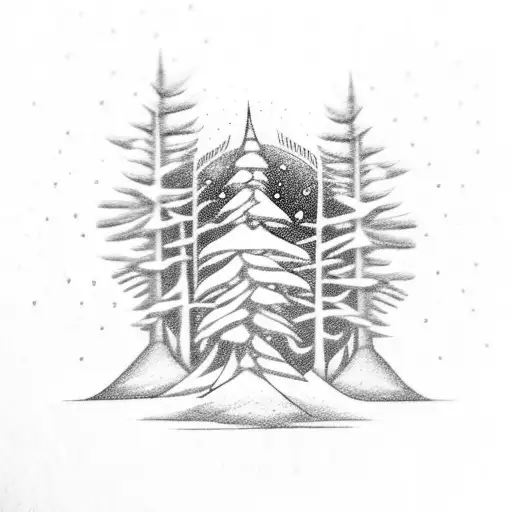 Create A Women's Bracelet Style Tattoo Snowfall With Snowy Pines