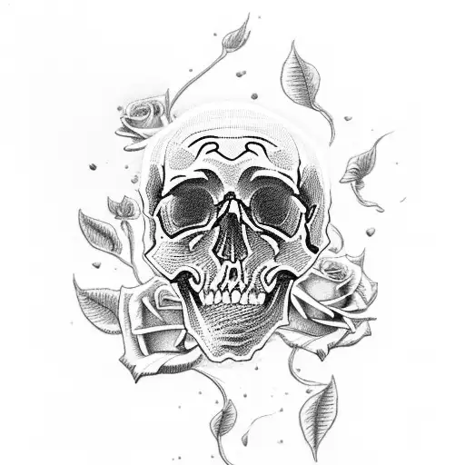 Skull And Roses With Tunders