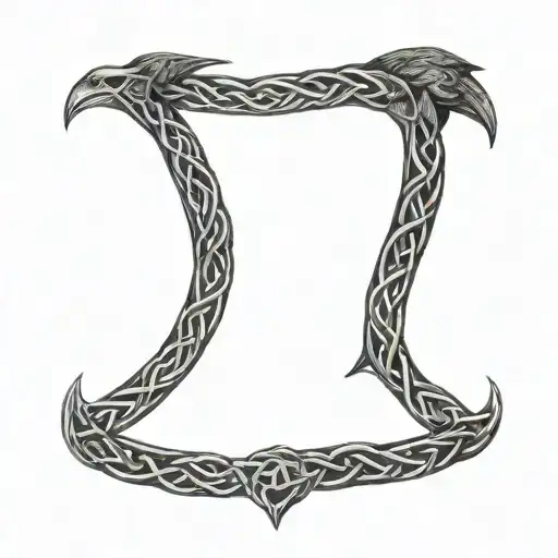 Celtic Knot Intertwined With Crow Perched On Top
