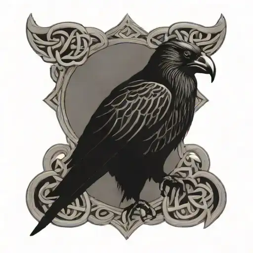 Celtic Knot Intertwined With Crow Perched On Top