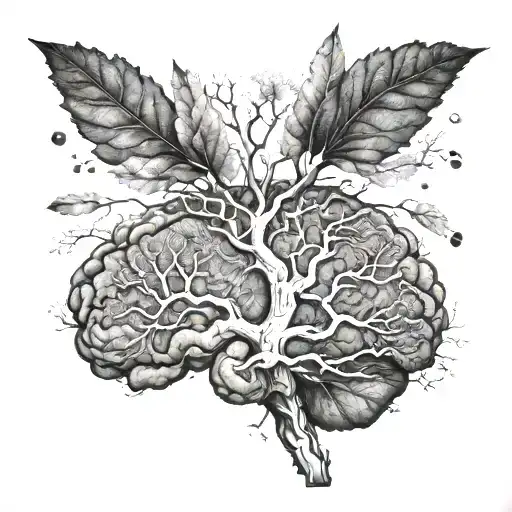 An Intricate Brain Anatomy Design Incorporating Elements Of Nature Like Trees And Rivers