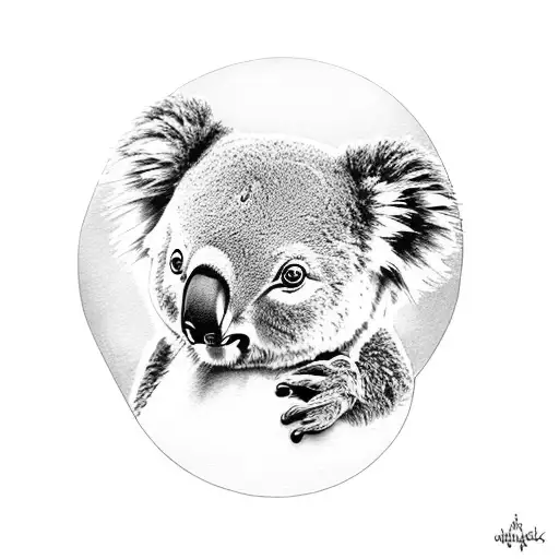 Koala Holding Onto A Balloon Which Is The Moon