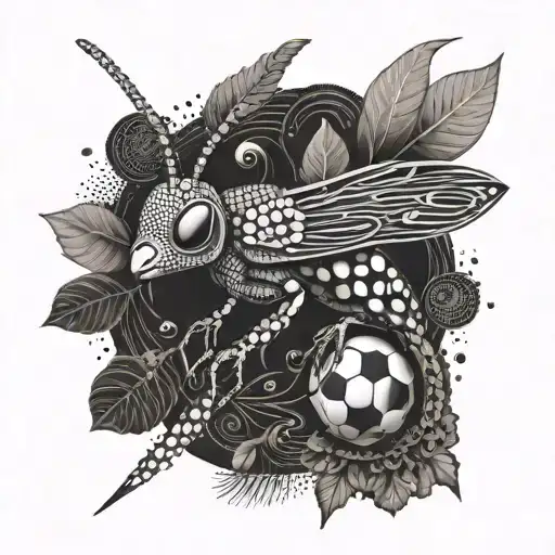 Merge Indigenous Australian Animal Motifs With Cricket Elements In A Dotwork Design