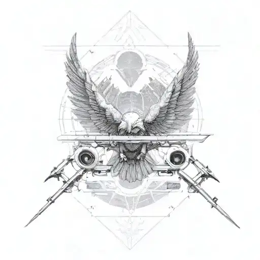 Eagle With Apache Attack Helicopter