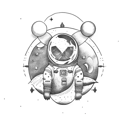 Moon And Rocket Flying