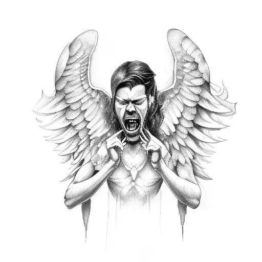 Free Man Screaming With Angel Wings