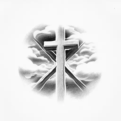 Christian Cross With Clouds In Ghe Backhround