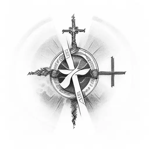 Christian Cross With Stuff In The Background