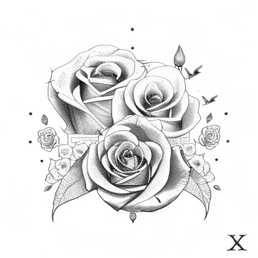 Roman Numerals With Roses And Birds Around It