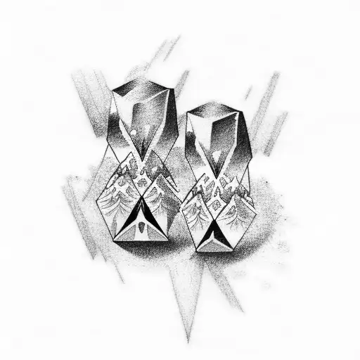 Two Black Diamonds With Skis Inside Of Them