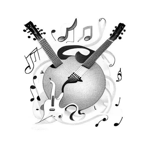 A Guitar Shaped From Music Notes