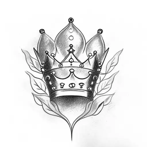 3 Point Simple King Crown With Leaves On Sides Not Touching The Crown
