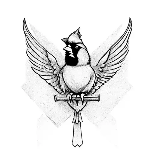 Cardinal With Wings Spread Behind Unc Logo