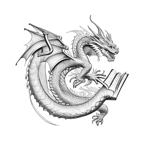 Dragon Reading A Book